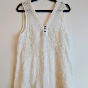 Free People White Sleeveless Embroidered Top